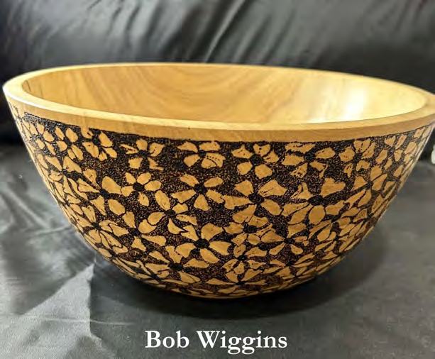 Patterned woodturned bowl by Bob Wiggins from the Chicago Woodturners archive selects
