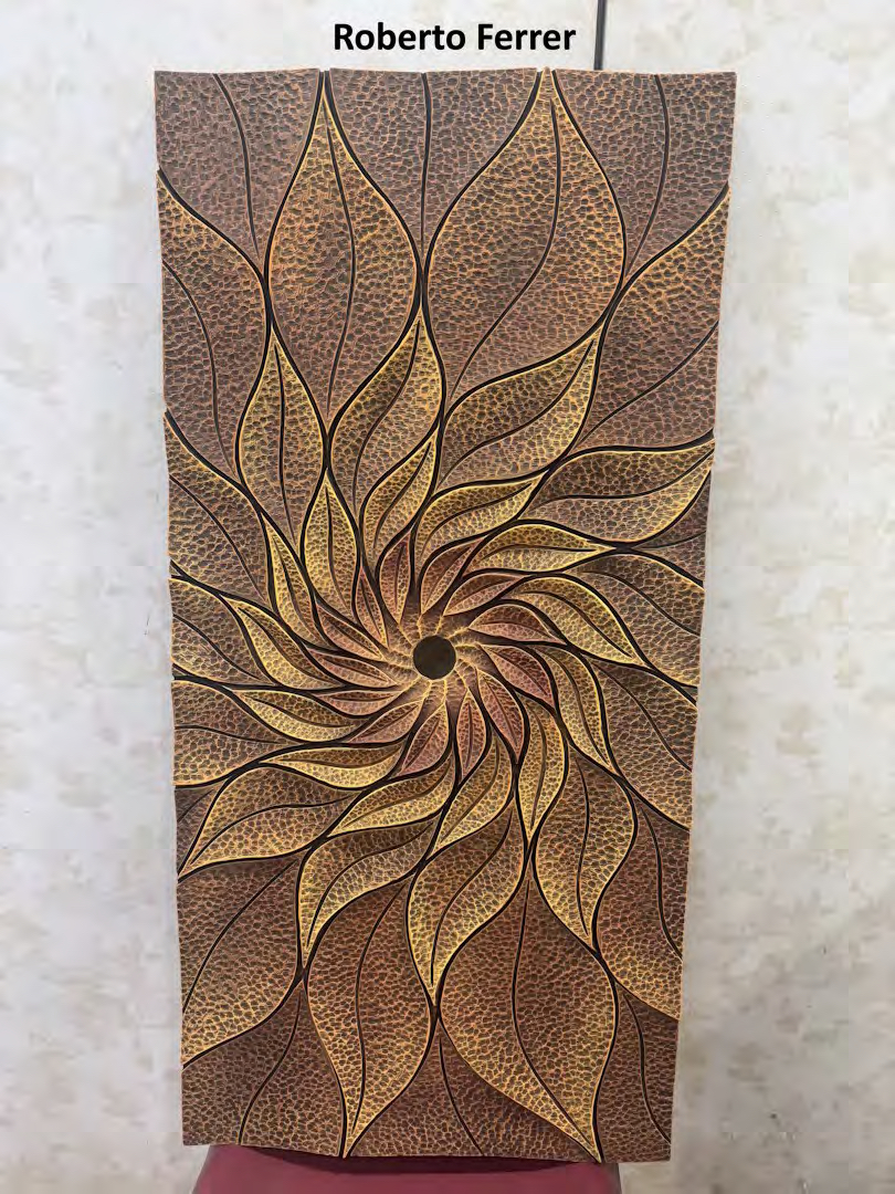 Carved wood panel by Roberto Ferrer from the Chicago Woodturners archive selects